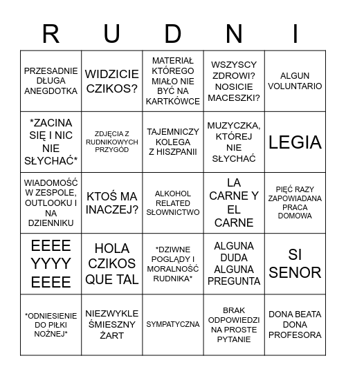 rudnikowe bingo Card