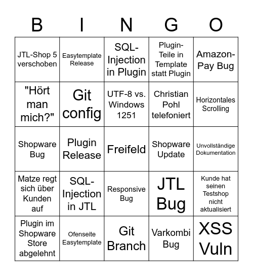 Dev-Stammtisch Bingo Card