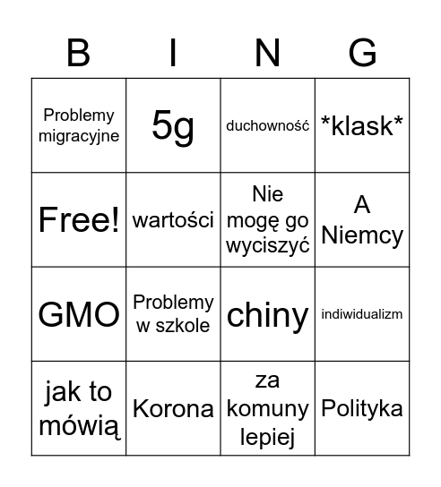 CHMIELINGO Bingo Card