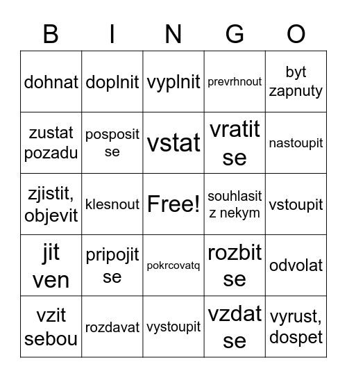 phrasal verbs bingo Card