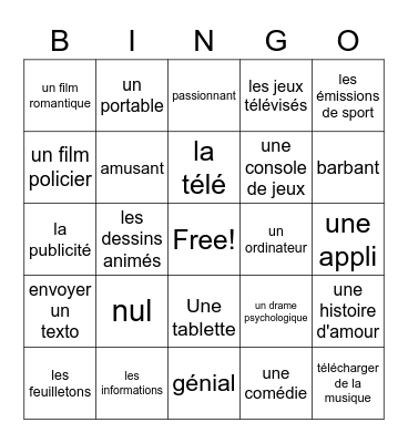 French tv and media Bingo Card