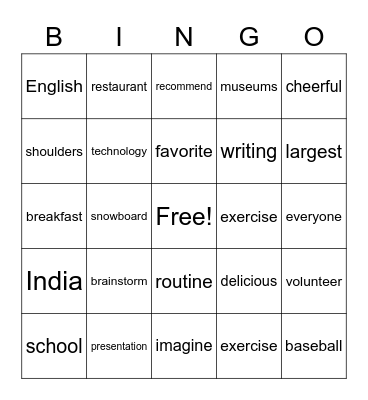 BINGO Card