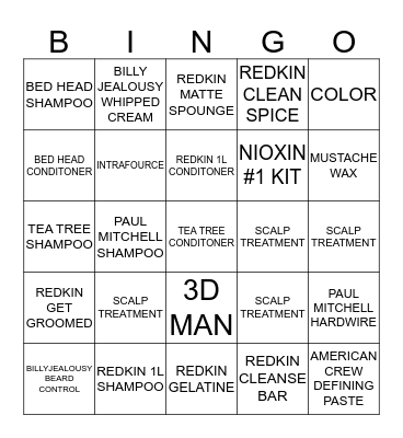 STYLIST PRODUCT BINGO Card