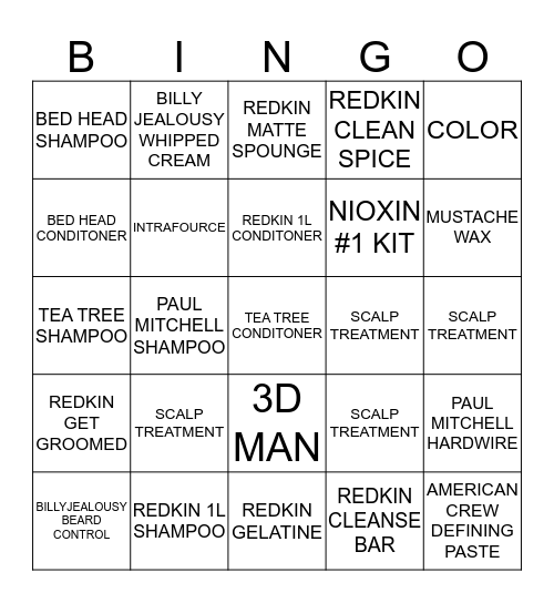 STYLIST PRODUCT BINGO Card