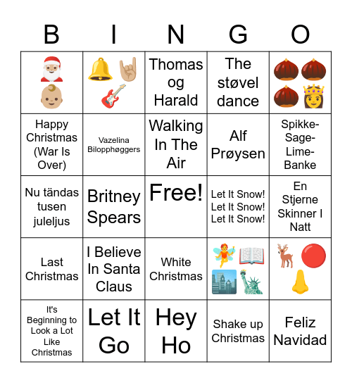 Fagutvalgets Musikkbingo - jul Bingo Card