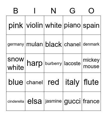 bingo with vesnilāce Bingo Card