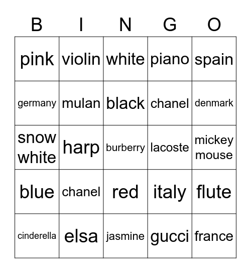bingo with vesnilāce Bingo Card