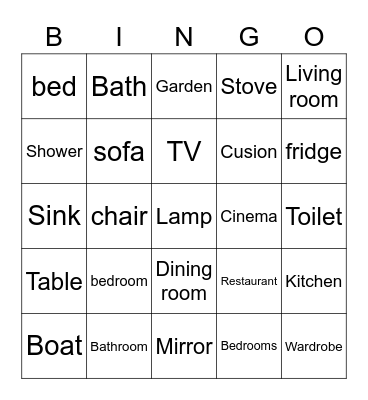 Rooms Bingo Card