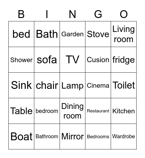 Rooms Bingo Card