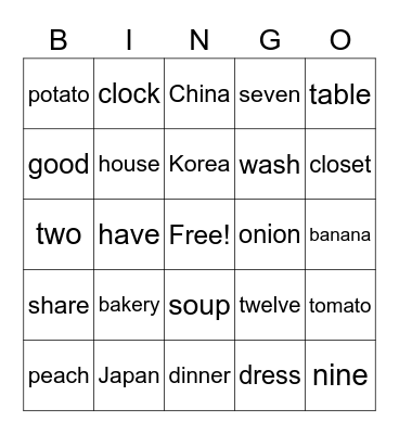 II Bingo Card