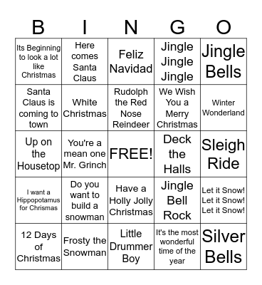 Holiday Bingo Card