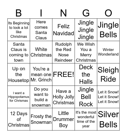 Holiday Bingo Card