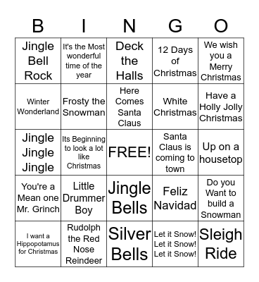 Holiday Bingo Card