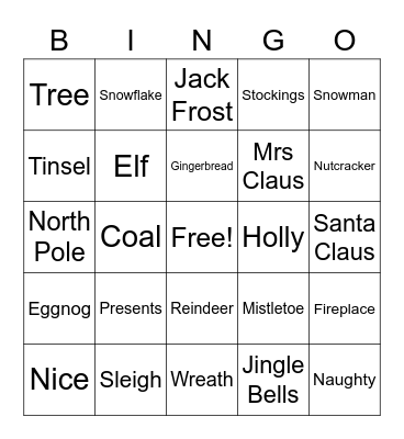 Holiday Bingo Card