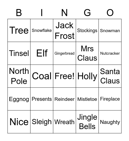 Holiday Bingo Card