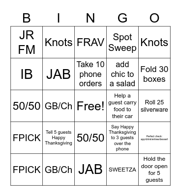 Thanksgiving Support Bingo! Bingo Card