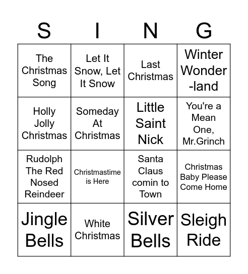Countdown to Christmas Bingo Card