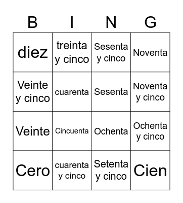 Números 0-100 Bingo Card