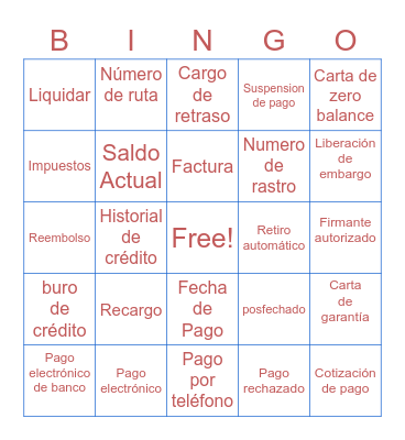 Bilingual Bingo Card