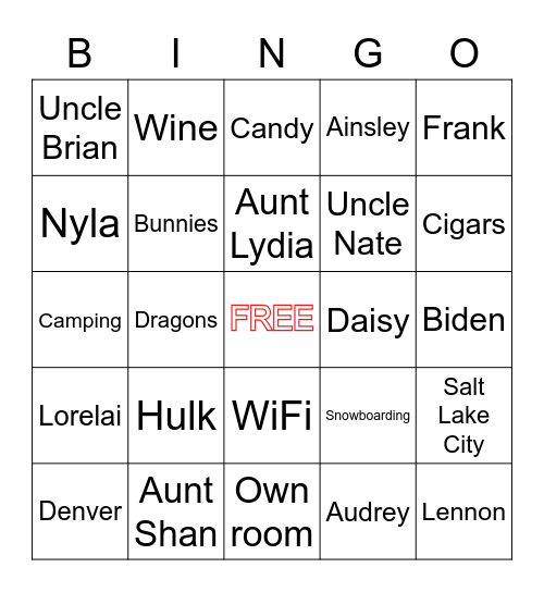 Donnelly Thanksgiving BINGO! Bingo Card