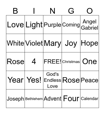 Advent Bingo Card