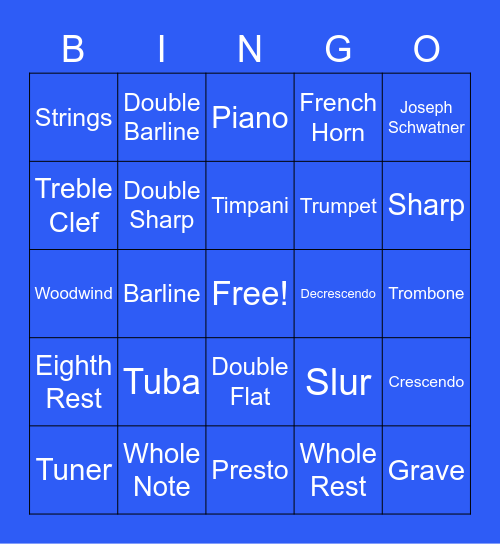 NAILAH LALJI P4. BAND BINGO Card