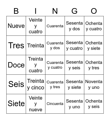 Números 0-100 Bingo Card