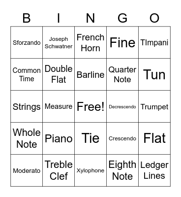 band bingo Card