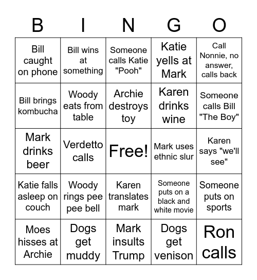 Mitch Bingo Card