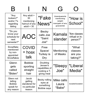 Thanksgiving Bingo Card