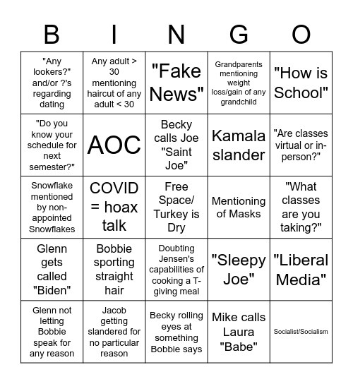 Thanksgiving Bingo Card