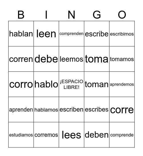 ¿Qué haces en la escuela?  Bingo Card