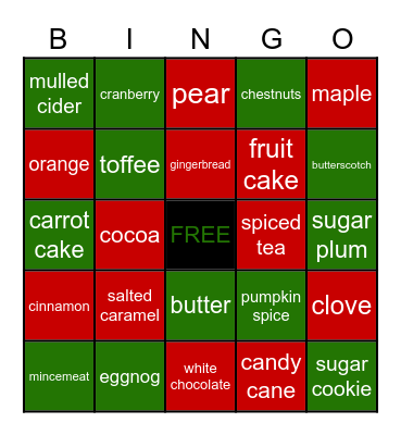 Christmas Dessert BINGO Card