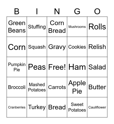 Thanksgiving Bingo Card