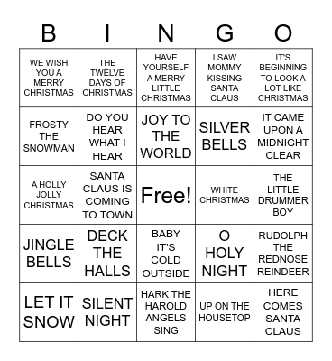 Christmas Music Bingo Card