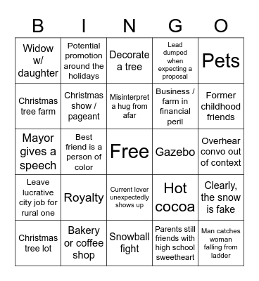 TV Christmas Movies Bingo Card