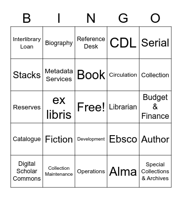 Library Bingo Card