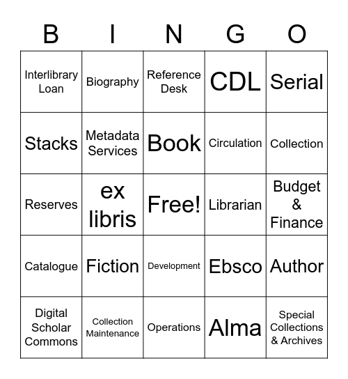 Library Bingo Card