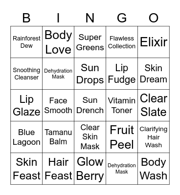 Tropic Bingo Card