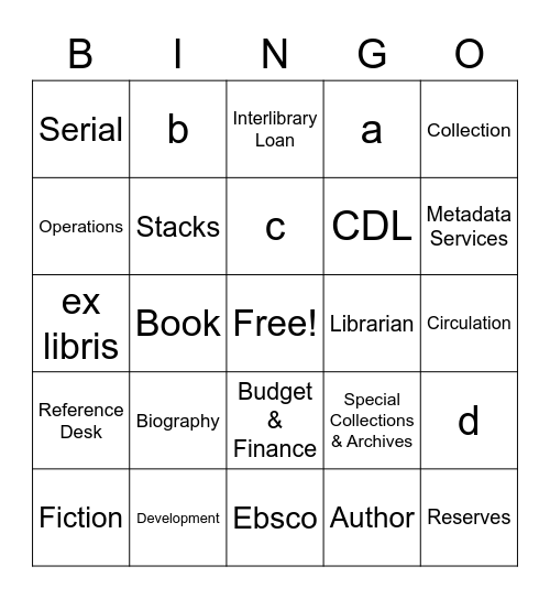 Library Bingo Card