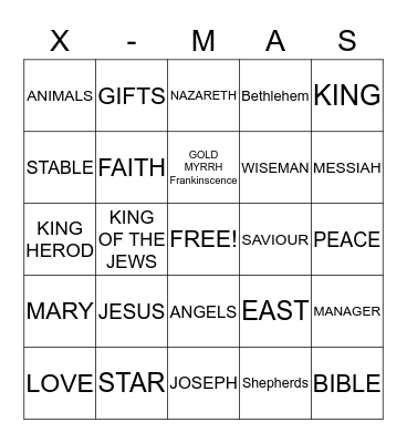 Merry Christmas Bingo Card