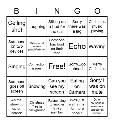 Virtual Christmas Party Bingo Card