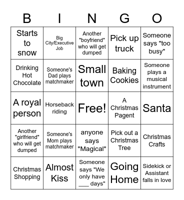 Christmas Movie Bingo Card