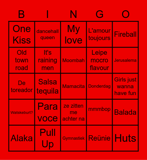 Hitjes bingo ronde 2 Bingo Card