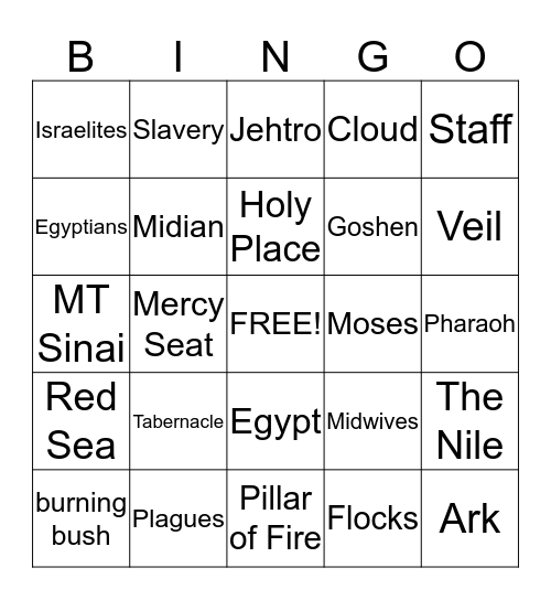 Exodus Bingo Card