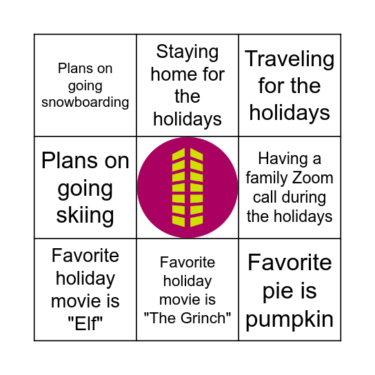 Holiday Outreach Incentive Bingo Card
