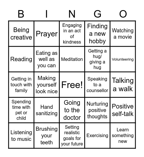Self Care Tips! Bingo Card