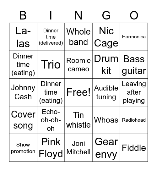 Virtual Open Mic Bingo v2 Bingo Card