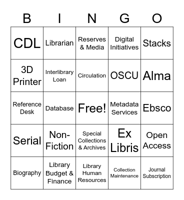 Library Bingo Card