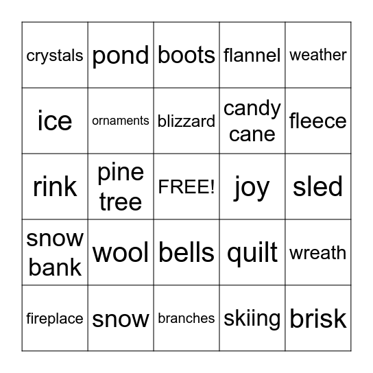 Winter Bingo Card